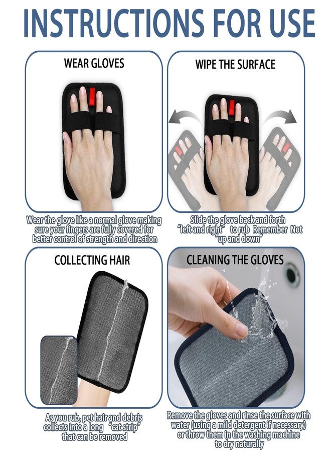 BADAO Pet Hair Remover,2 PCS Pet Hair Removal Glove,Electrostatic Gloves for Cats&Dogs,New Upgrade Efficient Grooming Gloves for Pet Hair,Reusable Animal Fur Removal Tool for Couch,Furniture,Carpet,Curtain - Image 3